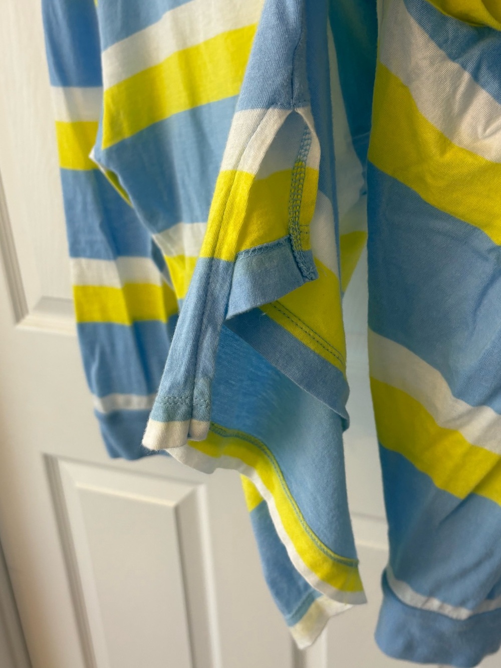 Abound Crewneck Long Sleeve Top Blue, Yellow & White Striped Small Cotton - Picture 9 of 10